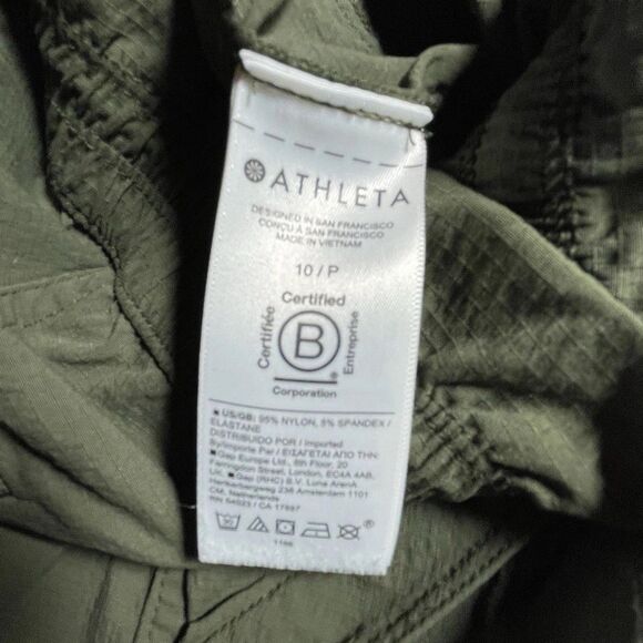 Athleta Trekkie Ripstop High Rise Parachute Pants 10P Olive Green Nylon Stretch - Picture 7 of 11